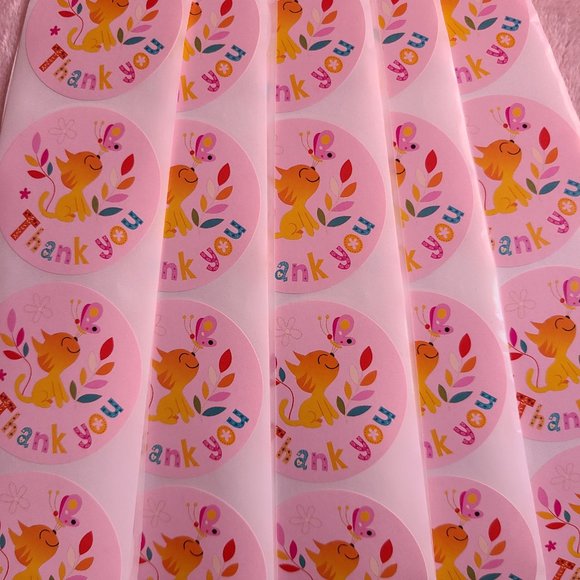 50 THANK YOU Stickers Cute Kitty Design 2" - Picture 10 of 10